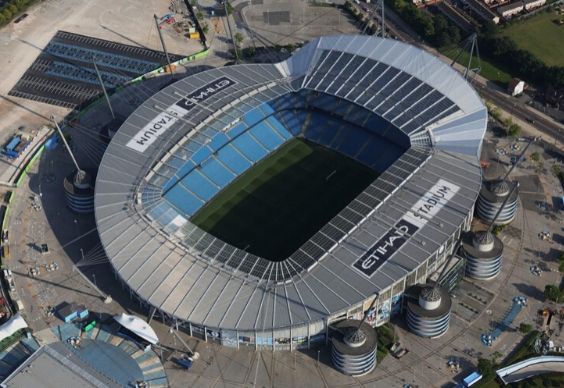 Aerial view of the Etihad Stadium, home of Manchester City