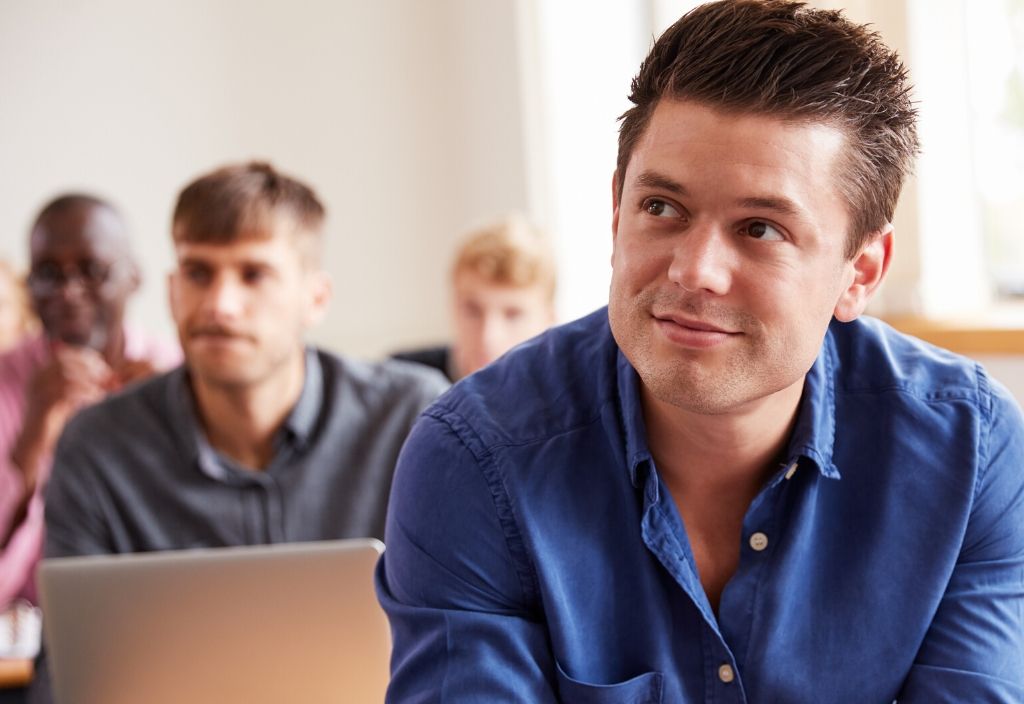 Man on training course for career