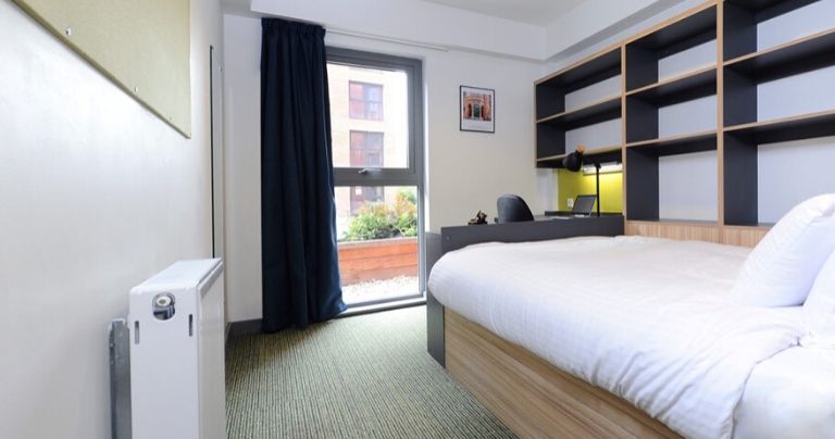 A bedroom at the student accommodation