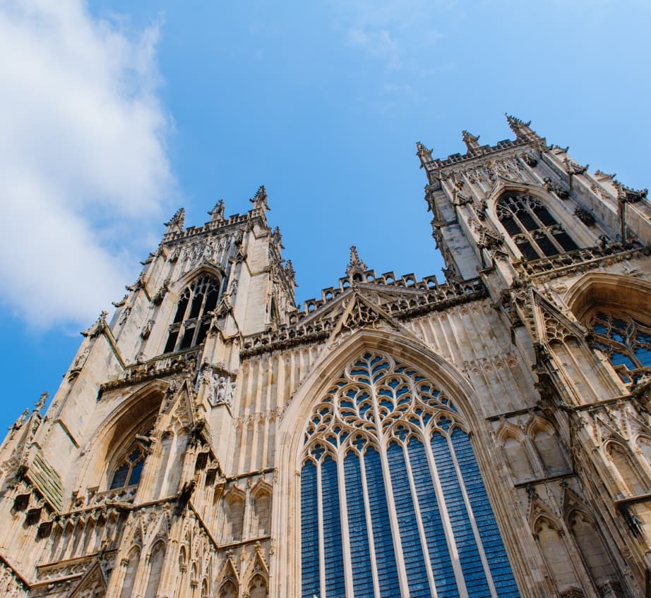 View from below of York Minster